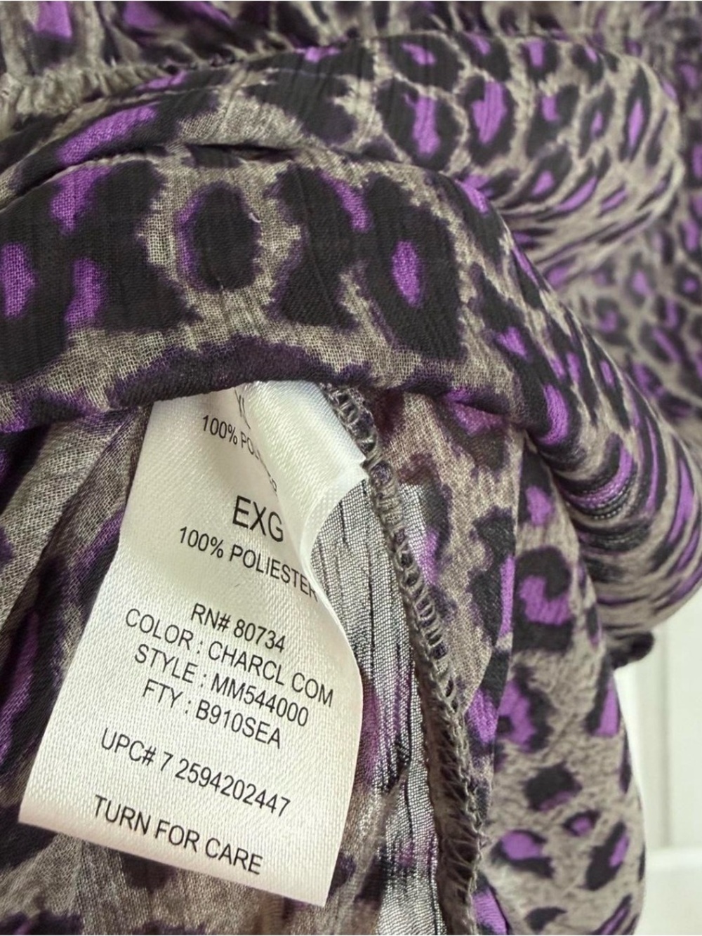 Miley Cyrus x Max Azria y2k XL Blouse Purple Cheetah Print Indie Grunge Ruffles - Picture 6 of 7